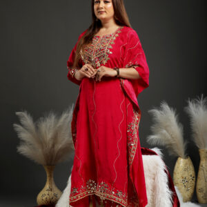 Pink Gota Kaftan Tulip Pants
