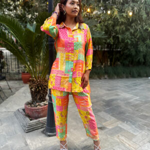 Multi-colour Printed Chinon Co-ord Set
